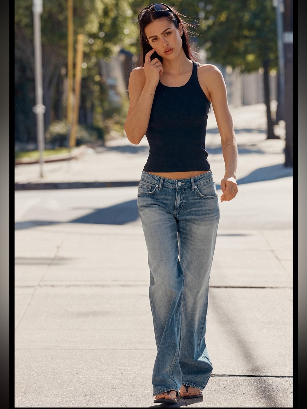 Zara ribbed tank top, navy blue